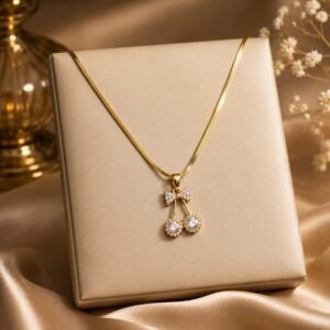 Cherry Bow Anti-Tarnish Pendant Chain - 028