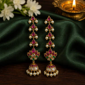 Lotus Pearl Jhumka Earrings - 002