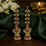 Peacock Pearl Jhumka Earrings - 003