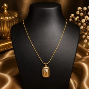 Floral Motif Anti-Tarnish Pendant Chain - 027