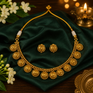 Temple Lakshmi Coin Necklace Set - 018
