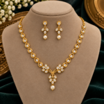 AD Stone Pearl Necklace Set - 002